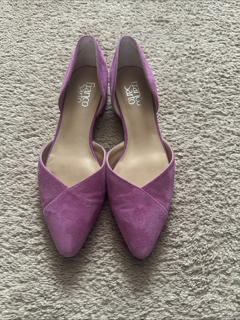 Franco Sarto Lilac Suede Pointed D'Orsay Flats